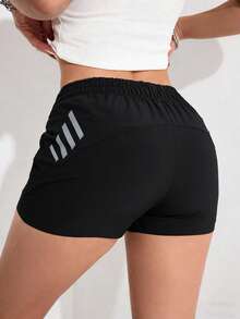 Women's Outdoor Casual Shorts, Fashionable Print, Butt-Lifting Design, Comfortable & Skin-Friendly, Bermuda Shorts, Suitable For Outdoor Sports And Casual Wear - Black - View 1