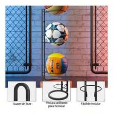 Soporte Universal Para 4 Bolas De Almacenamiento Negro Material Metálico Resistente 89,5 Cm Altura Diseño Estable Para Fútbol Baloncesto Voleibol - por defecto - Ver 3