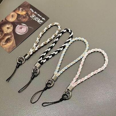 Women's Handmade Wrist Short Braided Phone Lanyard, Universal Keychain Woven Cord, Creative Short Strap
