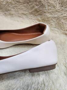Women's Round Toe Flat Shoes, Blue And White, Special Sizes 33 To 44. Fashionable, Comfortable, Chic, Neutral Style. - 藍白色 - 查看 4