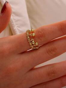 1Pc Vintage Devil Eye Bead Ring For Women Gold Color Stainless Steel Geometric Ring Hip Hop Party Jewelry Gift - Multicolor - View 7