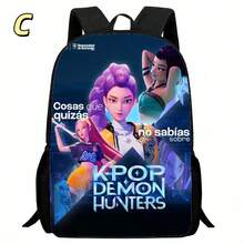 Mattel 新款跨境产品 Huntrix Kpop 女巫狩猎主题卡通印花背包 16 英寸，背包，书包，收纳袋，返校礼物 - 彩色 - 查看 5