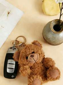1pc Fashionable & Cute Teddy Bear Cartoon Keychain, Popular Women Backpack Hanging Chain Key Chain Accessory, Exquisite Car Key Chain Gift, Lovely Backpack Decoration - A - View 6