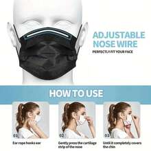 3-Ply Non-Woven Disposable Face Masks, Black, For Adults And Children - Multicolor - View 7