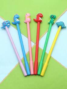 1支创意卡通恐龙中性笔，学生文具可爱硅胶笔帽批发签名笔，减压趣味周边高价值恐龙圆珠笔减压笔 - 長方形 - 查看 2