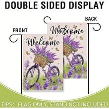Welcome Spring Summer Bike Small Decorative Garden Flag, Bicycle Lavender Flower Floral Yard Lawn Outside Decor,30*45cm Seasonal Butterfly Outdoor Home Decoration Double Sided - A - View 5
