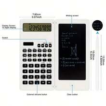 3-In-1 Scientific Calculator With Writing Pad, 10-Digit Dual Power (Solar + Battery) Foldable Student Calculator, Portable With Notebook Math Calculator - A - View 11