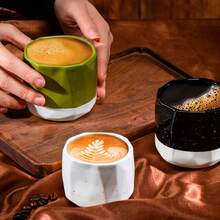 1pc Ceramic Espresso Cup, Creative Polyhedron Shaped Cup For Home & Office, Latte, Cappuccino, Water - Multicolor - View 4