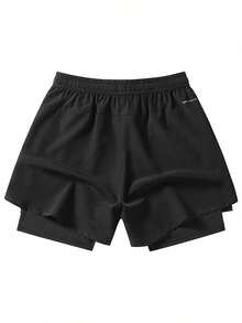 2-Pack Teen Summer Sweat-Absorbent Breathable Lightweight Outdoor Sports Shorts With Drawstring And Lining - Black - View 3