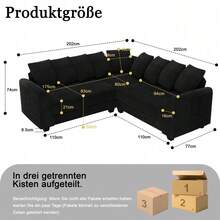 Sofas & Couches - Black + Corduroy + 5 Seat + Foam - View 6