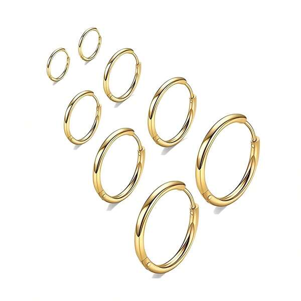 3 Paar Edelstahl Creolen Ohrringe 6mm 8mm 10mm 11mm 12mm 14mm Hypoallergen Ohrringe Creolen Knorpel Helix Ohrläppchen Scharnier Schlaf Ohrringe für Männer Frauen Sommer Strand Urlaub Bikini Accessoires, Attraktive Kleidung, Hochzeitskleider Accessoires - Vielseitiger Schmuck perfekt zum Tragen beim Schwimmen, Baden, Trainieren, Großartig für Valentinstag, Geburtstag, Muttertag und Urlaubsüberraschungen.