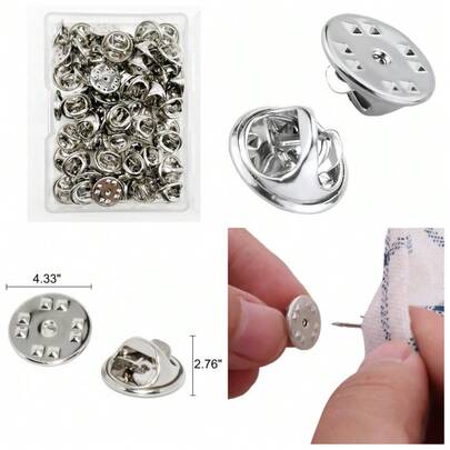 50-Piece Silver Butterfly Clutch Pin Backs, Metal Enamel Pin Backing Replacements For DIY Jewelry Making, Craft Pins, Lapel Pins, Badge Clutches, Brooch Backs, Secure Locking Pin Backs For Jackets, Hats, Bags, Gifts