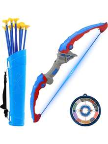 Juego De Arco Y Flecha para Niños, Juego De Tiro con Arco con Luz, Incluye 10 Flechas con Ventosa y Carcaj, Juguetes De Interior y Exterior Aptos para Que Jueguen Los Niños,40992618 - Bronce - Ver 1
