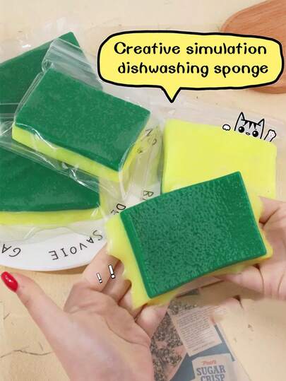 1pc Creative Simulation Cleaning Sponge,Slow Rebound Fun Stress Relief Toy,Super Fun,Transform And Pull At Will,Super Healing,Soft And Sticky Texture,Autism Hyperactivity Disorder Sensory Toys,Classroom Party Gifts Birthday And Valentine's Day Gifts