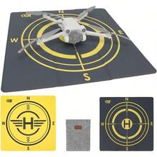 CQT Almohadilla de aterrizaje para drones universal impermeable con peso portátil de plegado rápido Helipad de lanzamiento para  Mavic 3 Pro/Mini 2 SE/Air 2 2S/Mini 3 4 Pro/Mavic 2/Holy S/FPV - Amarillo  naranja - Ver 2