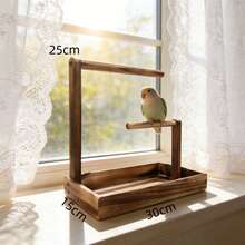 1pc Wooden Parrot Stand, Bird Perch, Bird Training Rack, Bird Toy, Bird Nest, Bird Feeder, Bird Supplies, Suitable For Parrots, Magpies And Various Birds - Brown - View 11