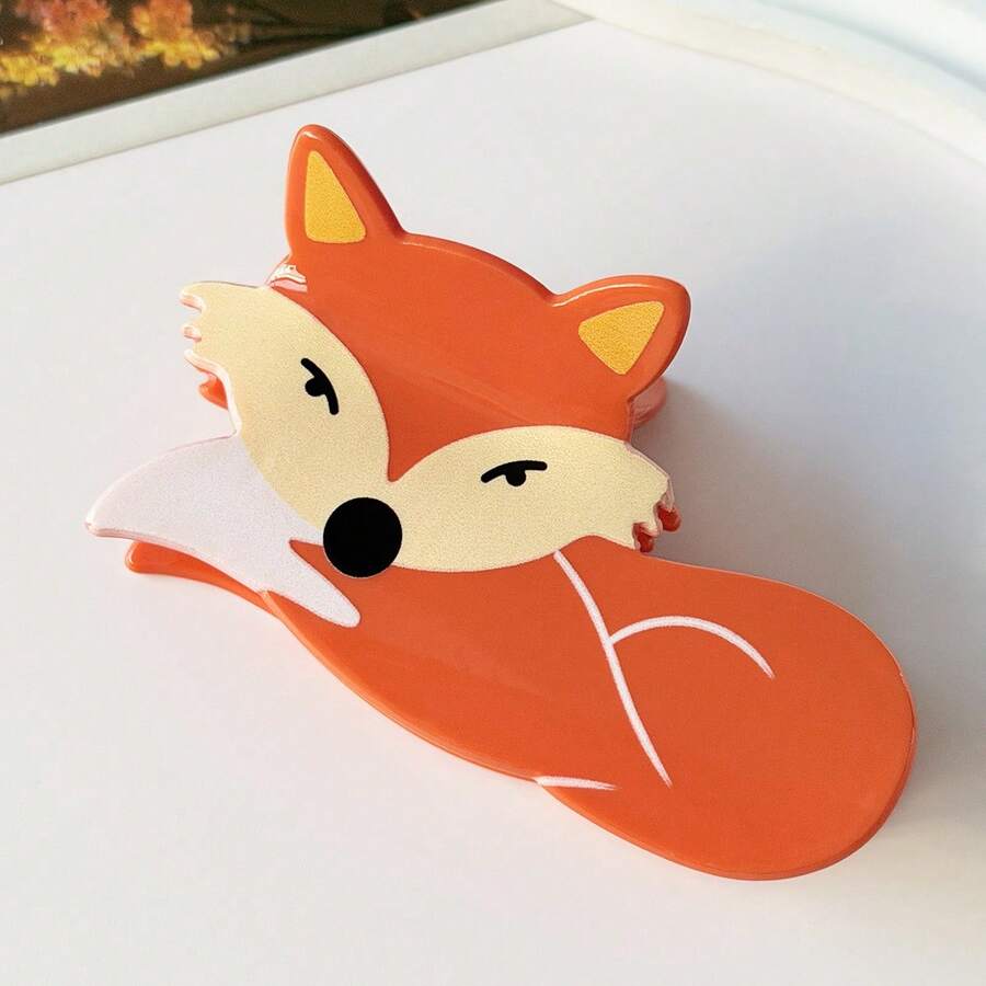 1pc Cute Cartoon Animal Fox Claw Hair Clip, Creative Animal Hair Claw Hair Accessory For Party, Can Be Clipped On The Back Or Side Of The Head Elegant Claw Clip Causal Hair Clutch - Multicolor - View 1