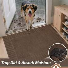Large Door Mat Indoor Super Absorbent Dirt Trapper Front Doormats Washable TPR Non-Slip Entrance Inside Floor Mats Rug For Entryway Pets And Dogs 32"X48" Brown - Brown+36"x60" - View 2