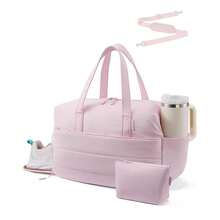 Small Gym Bag For Women With Large Tumbler Holder Pocket, Carry On Weekender Travel Duffel Bag With Shoe Compartment, Overnight Mini Personal Bag With Pouch For Workout Sport Dance Yoga - 粉色 - 查看 2