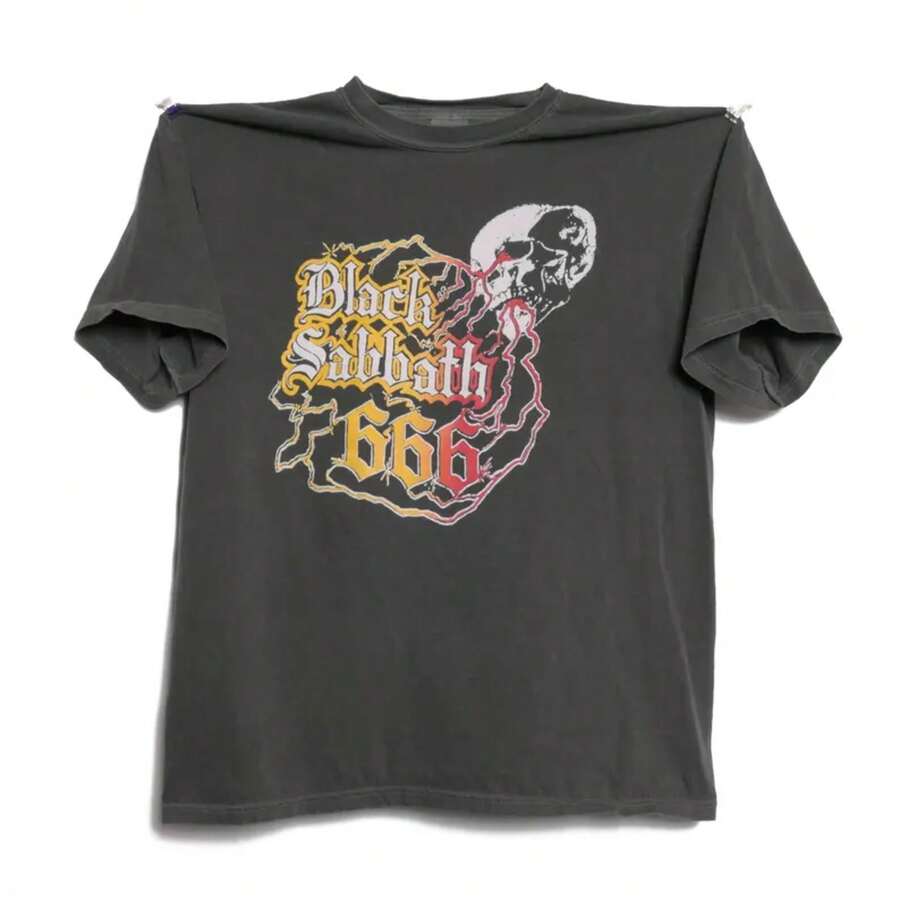 Camiseta de la banda Black 666 Skull Lightning Bolts Dio Heavy Metal Rock Legends Deep Purple Ultra Faded - XL - Blanco y negro(no personalizable) - Ver 1