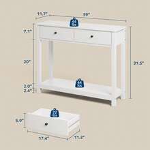 Asofer Console Sofa Table With 2 Drawers, 3-Tier Narrow Wood Accent Sofa  Entryway Table With Storage Shelf For Hallway, Living Room,White - 白色 - 查看 4