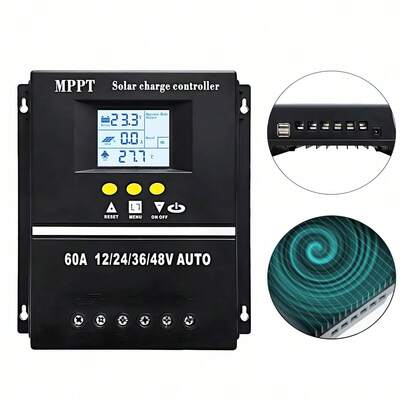 Y&H 60A MPPTソーラー充電コントローラー 12V 24V 36V 48V自動識別 LCDディスプレイ バッテリー インテリジェントレギュレーター 最大100V入力 鉛蓄電池/リチウム電池に適していますソーラーパネルおよびバッテリー用自動ソーラー充電器