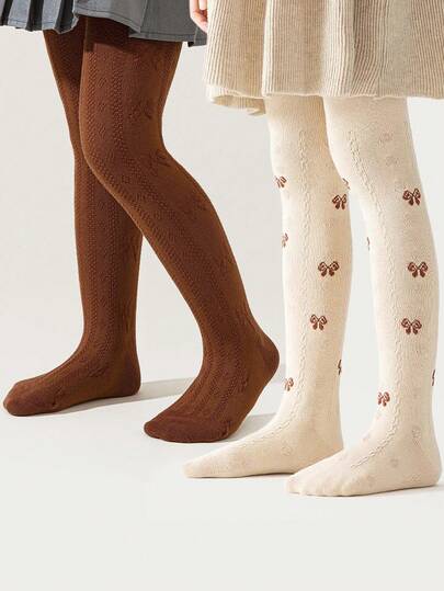 2 chiếc quần legging trẻ em, được làm từ vải dệt kim mỏng, thích hợp cho mùa xuân và mùa thu, có màu mơ và màu caramel, họa tiết bướm dệt jacquard, có thể mặc như áo khoác ngoài, chống xù lông, thoáng khí và thoải mái, đa chức năng và tiện dụng.