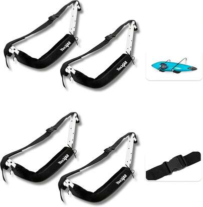 Yes4All Kayak Storage Hooks, Heavy-Duty Premium Foam Padded Surfboard Wallmount Rack, Set Of 2 SUP Paddle Board Rack Hold Up To 125 Lbs\/Canoe, Bike, Kayak Storage Hook Indoor &Amp; Outdoor Hangers,Black