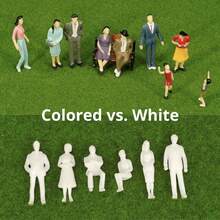 1/10pcs ABS Plastic Colorful 1:50/30 Scale Miniature Figures, 1.43/2.36in Model For Train/Landscape/Architecture/Museum DIY Scene Making Collection, Used For Diorama Kits, Diorama Display, Easy To Store, Plastic (Style And Color Random) - Multicolor - View 11