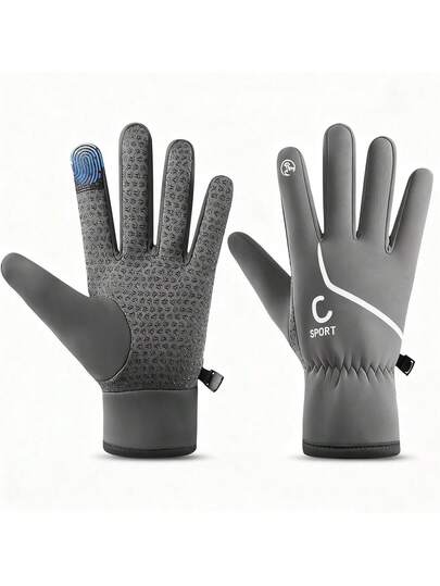 Guantes de Invierno, Guantes para Frío Impermeables y Térmicos con Forro Grueso, Antideslizantes y Ajustables para Hombres y Mujeres, Guantes para Motociclista, Manejar, Ciclismo, Correr y Esquí,40986234