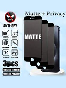 3Pcs Matte Privacy Screen Protector Compatible With Iphone 17 Pro Max 6.9-Inch Soft Film, Non Glass, Full Coverage Anti-Peeping Anti Spy Anti Glare Ceramic Film, Anti-Fingerprint, Case Friendly Compatible With IPhone 17 Pro Max 17 Air 16 Pro Max/16 Pro/16 Plus/16/15 Pro Max/14 Pro Max/13 Mini/12/11/XS MAX/XR/8+/7 Plus - Black - View 33
