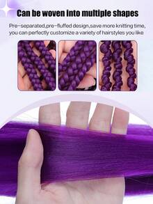 1包14英寸紫色编织假发 | 直发亚麻质感合成接发 - 彩色 - 查看 6