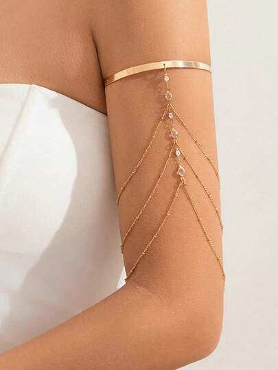 1 pièce Bracelet de bras avec pendentif à franges et strass, style vacances