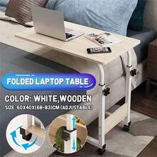 NetHong Height-Adjustable Bedside Tables, Height-Adjustable Computer Desks, Adjustable Bedside Tables, Sofa Side Tables, And Tray Tables Are Suitable For Offices, Study, Dining, And Reading - White - View 5