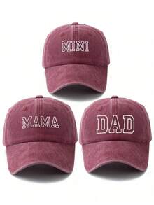 MAKEFGE 3pcs Women's Embroidered Fashion MAMA, MINI, DAD Adjustable Size Sun Protection Outdoor Casual Baseball Cap, Suitable For Daily Wear,Summer,Beach,Hat - 3pcs - View 17