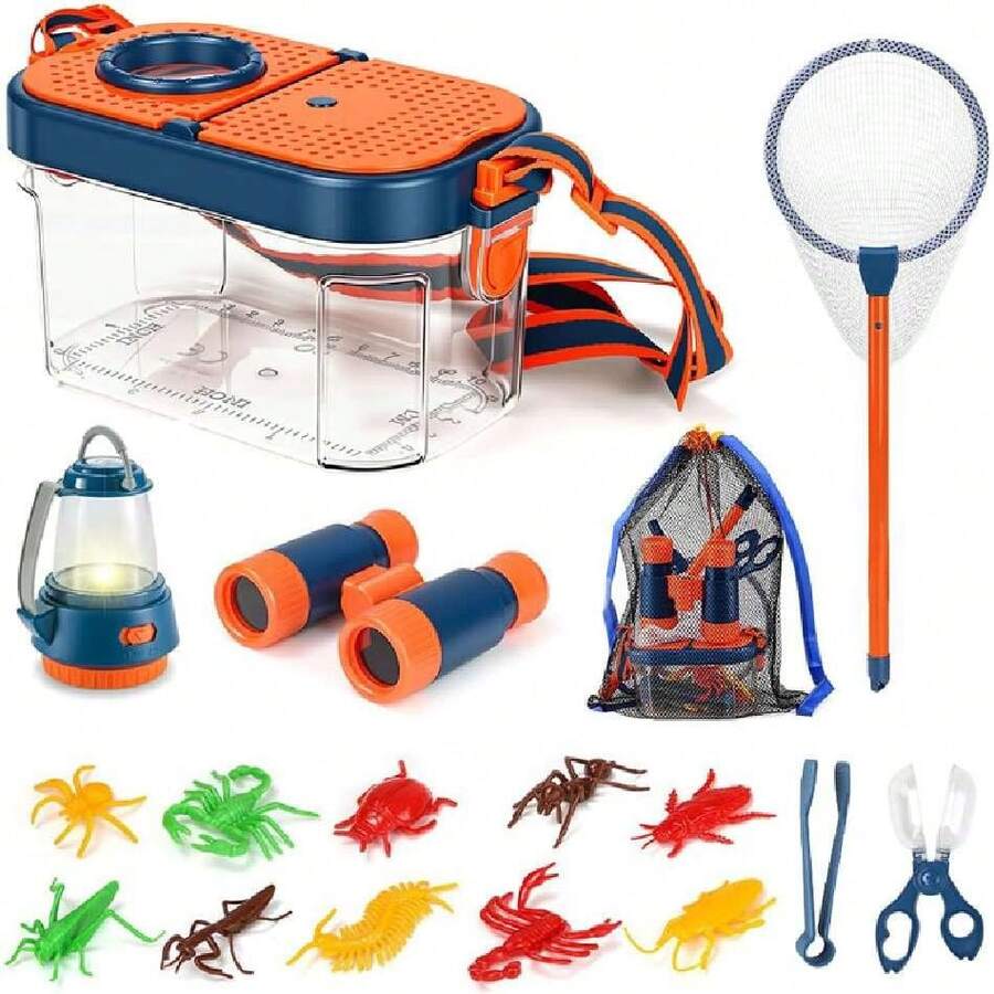 21 Kit de Explorador para Ninos, Juego de Exploración al Aire, Red de Mariposa y Caja Colectora de Insectos para Ninos y Ninas de 3 a 12 Anos (21Pcs),40983643 - Multicolor - Ver 1