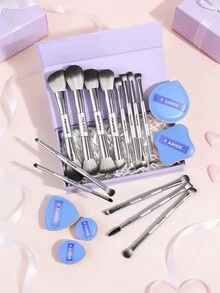 MAANGE 18pcs Makeup Brush Set Includes 13 Double-Ended Brushes + 5 Makeup Sponges, Gift Box, Blush Brush, Powder Brush, Eyeshadow Brush, Concealer Brush, Highlighter Brush, Eyebrow Brush, Lash Brush, Lip Brush, Nose Contour Brush, Travel Makeup Brush Set Gift For Women & Girls,Giveaways,Professional Makeup Brushes,Complete Makeup Set - Multicolor - View 3