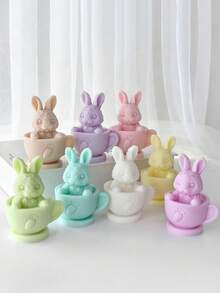 Cetakan Kelinci Cangkir Teh 3D Silikon | Cocok untuk Plaster, Resin Epoksi, Lilin, Sabun | Hadiah Hari Valentine dan Paskah yang Ideal, Dekorasi Pesta, Direkomendasikan untuk Pecinta Kerajinan Tangan - Cetakan Kelinci Cangkir Teh - View 6