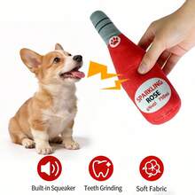 1pc Plush Squeaky Dog Doll - Champagne Bottle, Pet Valentine's Day Gift, Dog Boredom Buster, Built-In Sound Device For Cats & Dogs, Soft Material Protects Teeth, Suitable For Medium/Small Dogs & Puppies, Chew Doll, Throw Doll - Multicolor - View 5