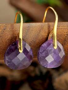 Fashionable Purple Crystal Teardrop Earrings, Exquisite Faceted Crystal Copper Gold-Plated Earring Hooks, Luxury Earrings - Multicolor - View 5