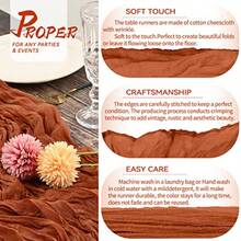 YMHPRIDE 2 Packs Terracotta Cheesecloth Table Runner 35"X120" Rustic Gauze Fabric Boho Table Runner Rust Cheesecloth Wedding Table Decor Table Cloth For Wedding Party Bridal Shower Table Decorations - Terracotta - View 2