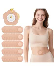 30 miếng dán rốn dầu thầu dầu, băng quấn rốn bằng bông hữu cơ dùng một lần, tự dính, tiện dụng - Chống rò rỉ, thoáng khí. - màu nâu - Xem 1