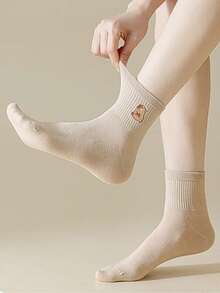 1/5 Pairs Women Merrald Color Cartoon Capybara Pattern Fashion Versatile Breathable Sweat-Absorbent Casual Home Cute Short Socks - Multicolor - View 8