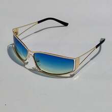 Y2K复古未来主义眼镜，男女通用，独特镂空奢华镜框，显瘦日常通勤必备 - 彩色 - 查看 12