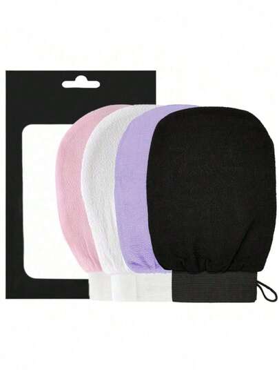 1/2 件装身体去角质手套，双面沐浴清洁巾，适用于 SPA 护理、沐浴、按摩和身体去角质，去除死皮和杂质，附赠多色深层清洁浴巾（四季皆宜）