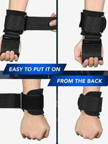 黑色举重护腕，健身深蹲硬拉引体向上腕钩，徒手健身器材，力量训练，无需拉伸即可增强握力，礼品推荐，情人节礼物，送给男友/女友的礼物，送给父母的礼物，送给朋友的礼物，送给同事的礼物，送给宠物爱好者的礼物，送给旅行者的礼物，送给居家/办公人员的礼物 - 黑色 - 查看 5