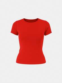 Set Of 3 Women's Basic Elegant Double Layer Supplex High Compression Blouses For Gym Wear - 紅,白,海軍藍 - 查看 2