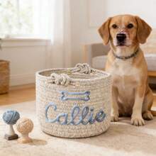 Personalized Braided Rope Pet Toy Storage Basket, Custom Pet Name Gift Basket, Travel Storage Bag, Tote Bag For Pet Lovers, Home Decor Pet Supplies - Multicolor - View 23