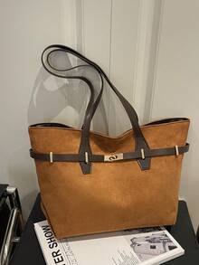 Retro Stylish Large Capacity Handbag, New Fashion Versatile Commuter Shoulder Tote Bag For Women - Brown - View 6