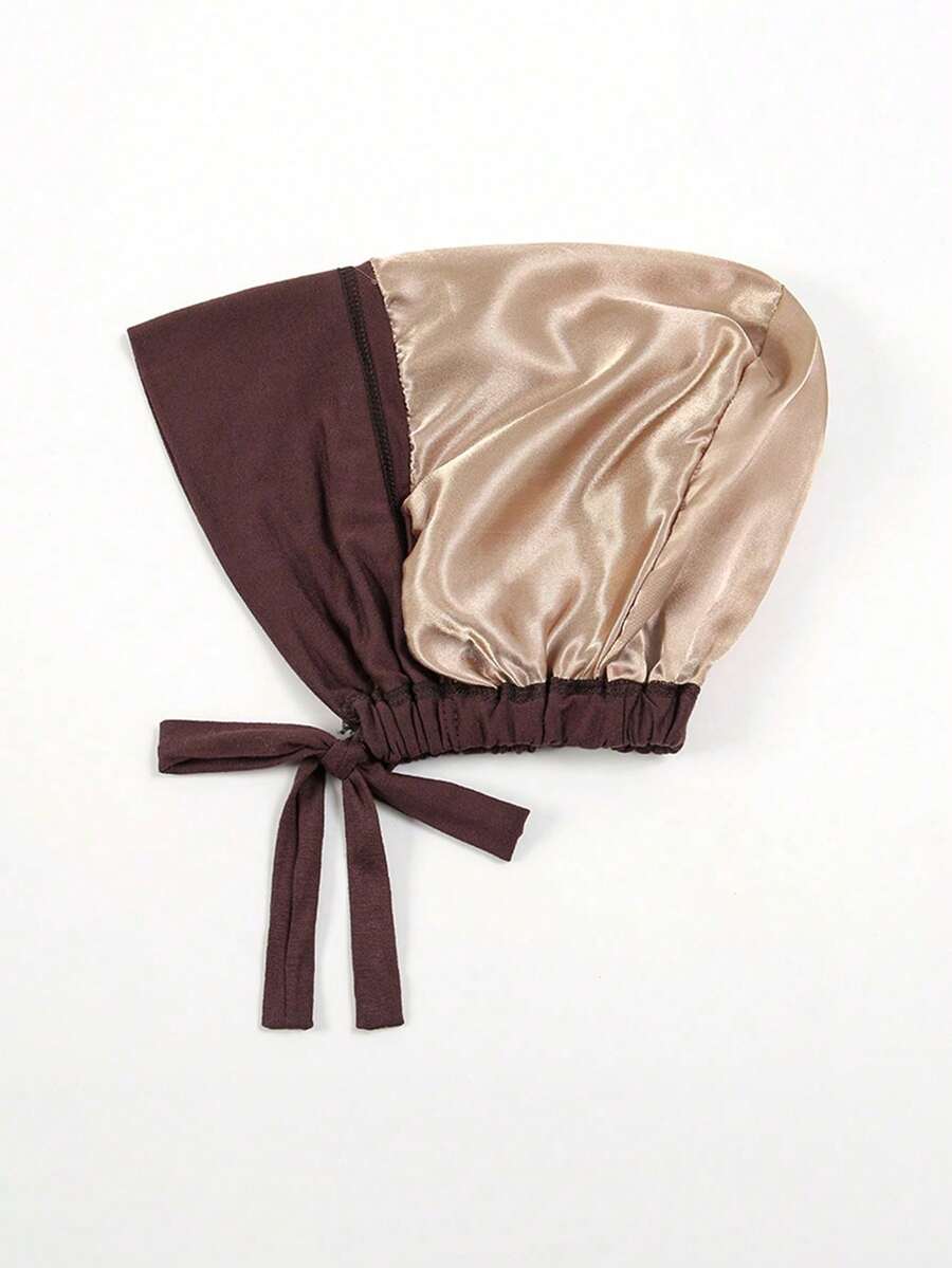 1件女士纯色系带弹力抽绳发带，带衬里，